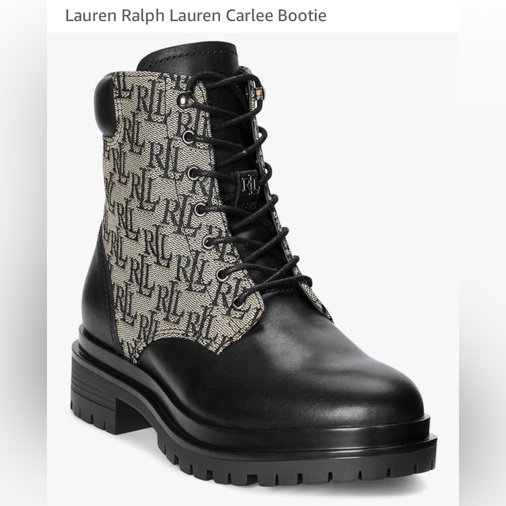 Ralph Lauren Carlee Leather logo Boots NWT